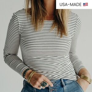 CJLA Harper Long Sleeve Shirt - Large - Ivory and Black